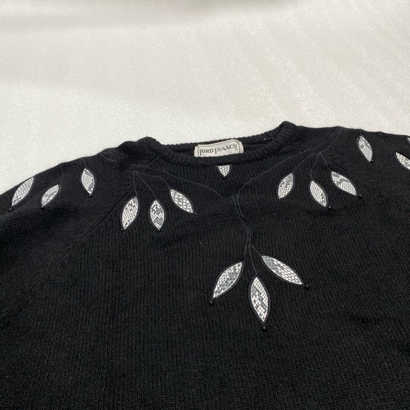 Vintage Lord Isaac’s Black Crewneck Sweater Snakeskin Appliqué Silk Angora Med - Picture 13 of 13